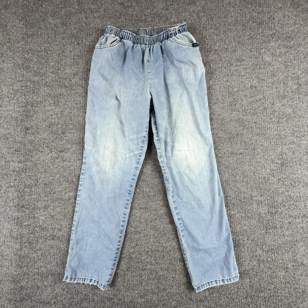 Chic Jeans Womens 10P Light Wash Mid Rise Relaxed Straight Elastic Waist Denim